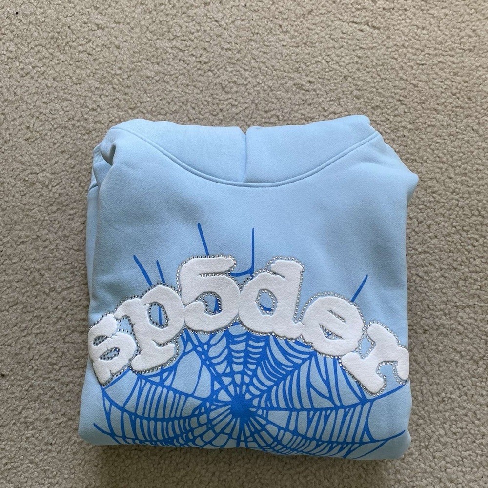 Sp5der Light Blue Sweatshirt with Graphic